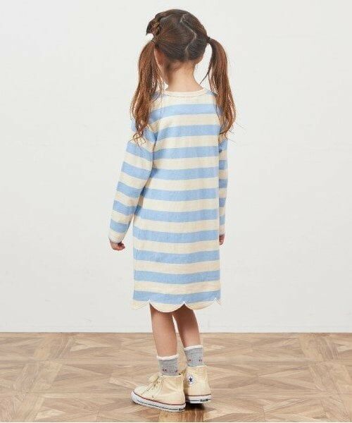 KP / ケーピー ミニ丈・ひざ丈ワンピース | KP 太ボーダー裾スカラップワンピース(90～160) | 詳細8