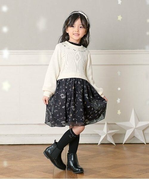 KP / ケーピー ミニ丈・ひざ丈ワンピース | KP 星座柄シフォンワンピース(90～150) | 詳細1