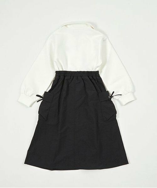 KP / ケーピー ミニ丈・ひざ丈ワンピース | troislapins ハーフジップドッキングカーゴワンピース(140～160) | 詳細1