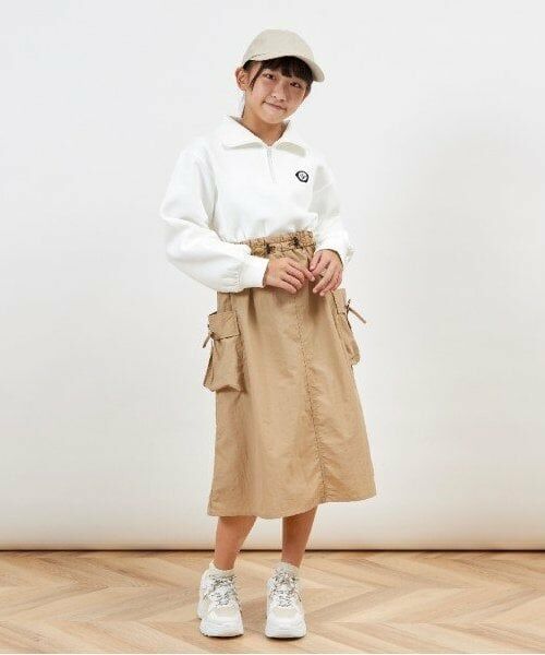 KP / ケーピー ミニ丈・ひざ丈ワンピース | troislapins ハーフジップドッキングカーゴワンピース(140～160) | 詳細11