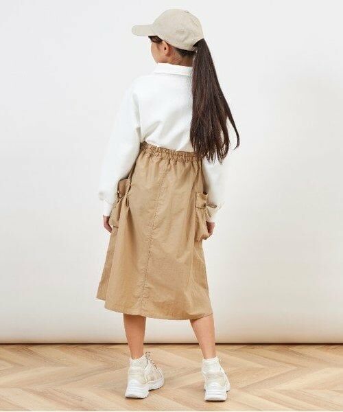KP / ケーピー ミニ丈・ひざ丈ワンピース | troislapins ハーフジップドッキングカーゴワンピース(140～160) | 詳細12