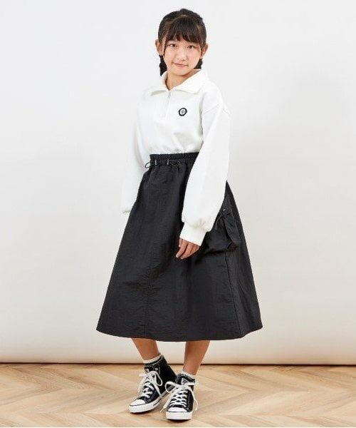 KP / ケーピー ミニ丈・ひざ丈ワンピース | troislapins ハーフジップドッキングカーゴワンピース(140～160) | 詳細15