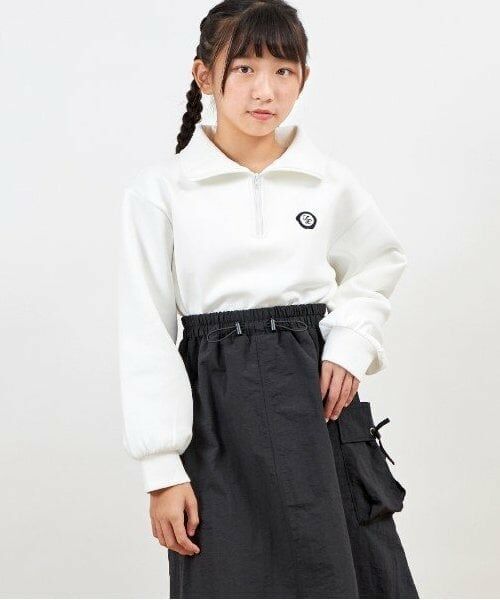 KP / ケーピー ミニ丈・ひざ丈ワンピース | troislapins ハーフジップドッキングカーゴワンピース(140～160) | 詳細17