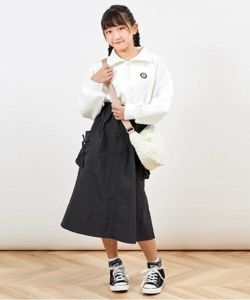 KP / ケーピー ミニ丈・ひざ丈ワンピース | troislapins ハーフジップドッキングカーゴワンピース(140～160) | 詳細18