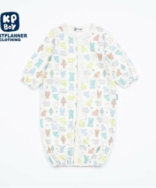 KP / ケーピー ロンパース | KPBOY 日本製/クマ総柄スムース2WAYドレス（オフ ホワイト）