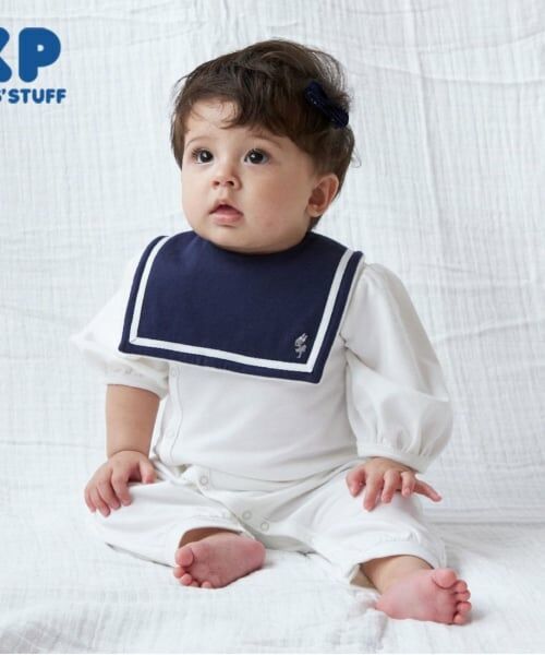 KP / ケーピー ロンパース | KP マリンスタイ付きカバーオール（オフ ホワイト）