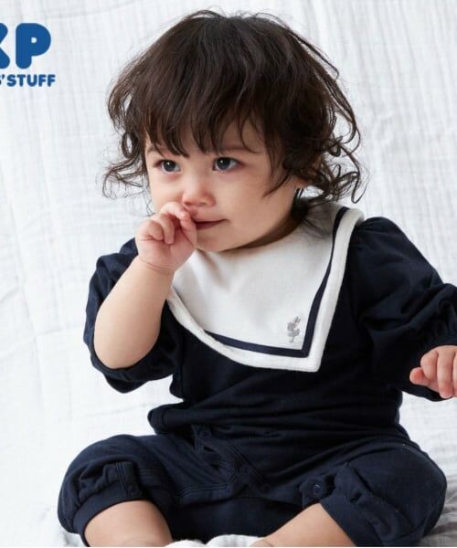 KP / ケーピー ロンパース | KP マリンスタイ付きカバーオール（紺）