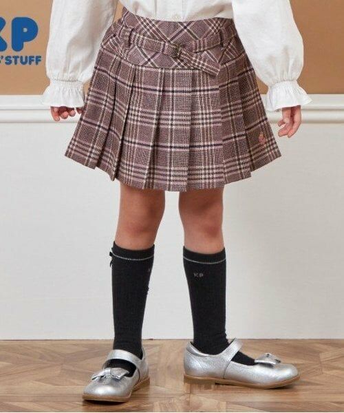 KP / ケーピー ミニ・ひざ丈スカート | KP(ケーピー)チェックプリーツスカート(110～140)（ピンク）