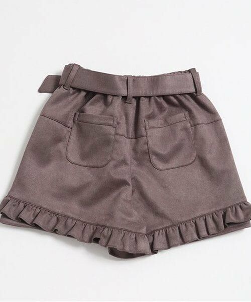 KP / ケーピー ショート・ハーフ・半端丈パンツ | troislapins(トロワラパン)ストレッチスウェードショートパンツ(140~160) | 詳細1