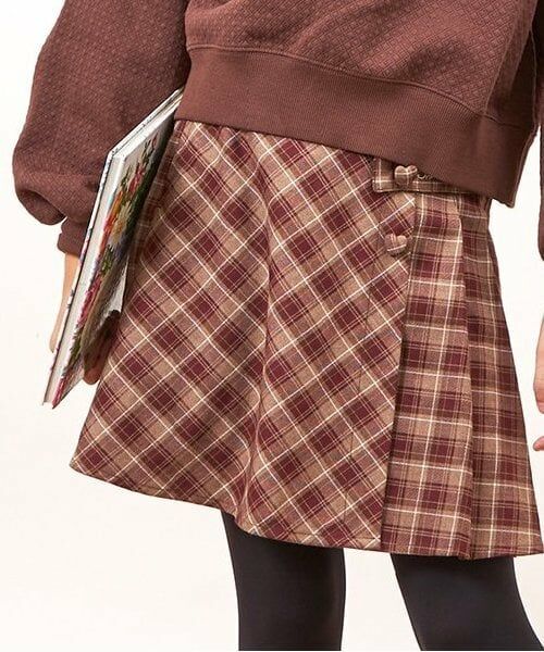 KP / ケーピー ミニ・ひざ丈スカート | troislapins(トロワラパン)ラッププリーツスカート(140～160) | 詳細5