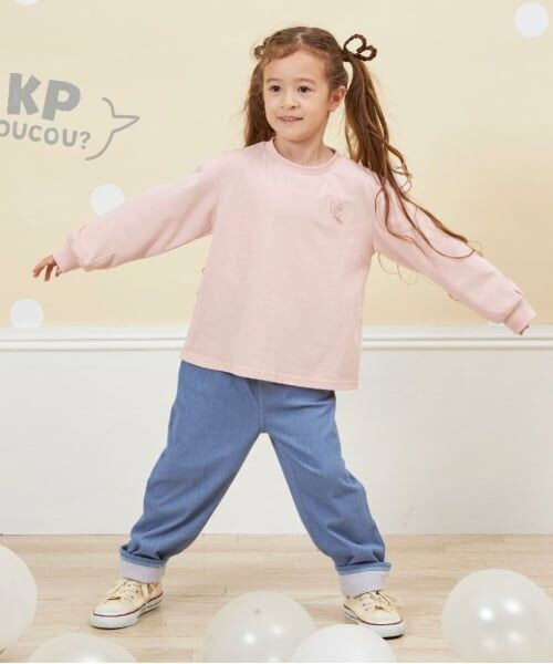 KP / ケーピー その他パンツ | KP coucou(ケーピーククー)裾リボンデニム風パンツ(80～140) | 詳細1