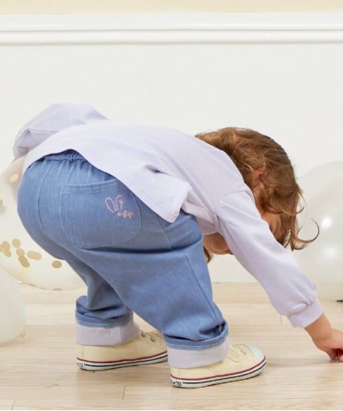 KP / ケーピー その他パンツ | KP coucou(ケーピーククー)裾リボンデニム風パンツ(80～140) | 詳細4