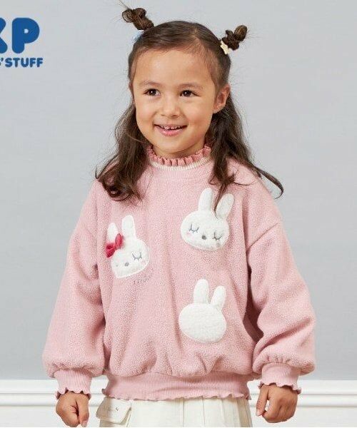 KP / ケーピー スウェット | KP(ケーピー)ボアmimiアップリケブークレトレーナー(80～120)（ピンク）