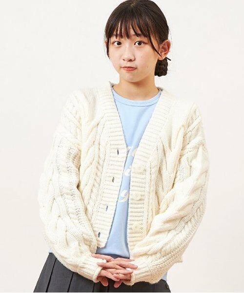 KP / ケーピー カーディガン・ボレロ | troislapins(トロワラパン)ケーブルニットカーディガン(140～160) | 詳細2