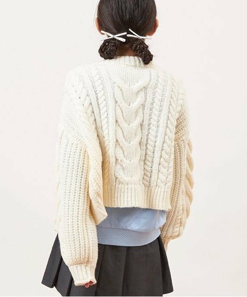 KP / ケーピー カーディガン・ボレロ | troislapins(トロワラパン)ケーブルニットカーディガン(140～160) | 詳細6