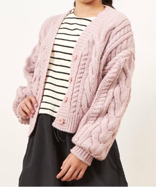 KP / ケーピー カーディガン・ボレロ | troislapins(トロワラパン)ケーブルニットカーディガン(140～160) | 詳細7
