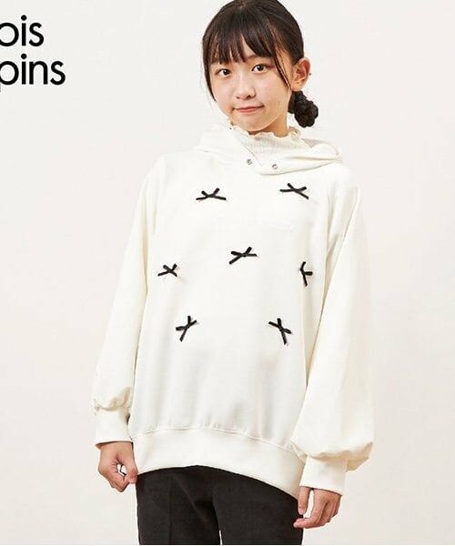 KP / ケーピー スウェット | troislapins(トロワラパン)フードツキリボントレーナー(140～160)（アイボリー）