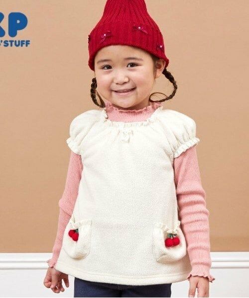 KP / ケーピー ダウンジャケット・ベスト | KP(ケーピー)チェリーモチーフブークレベスト(80～120)（オフ ホワイト）