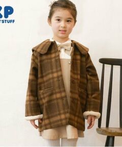 KP / ケーピー その他アウター | KP(ケーピー)ビッグカラーウールチェックコート(90～130)