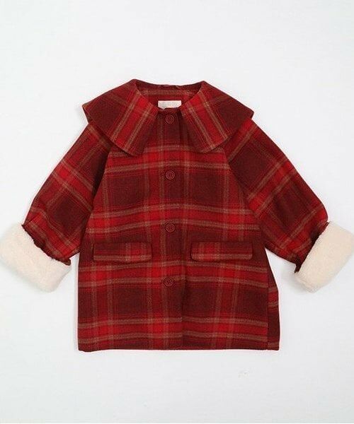 KP / ケーピー その他アウター | KP(ケーピー)ビッグカラーウールチェックコート(90～130) | 詳細11