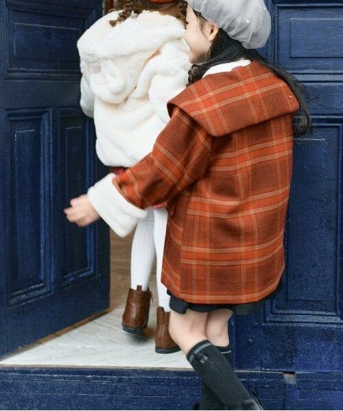KP / ケーピー その他アウター | KP(ケーピー)ビッグカラーウールチェックコート(90～130) | 詳細4