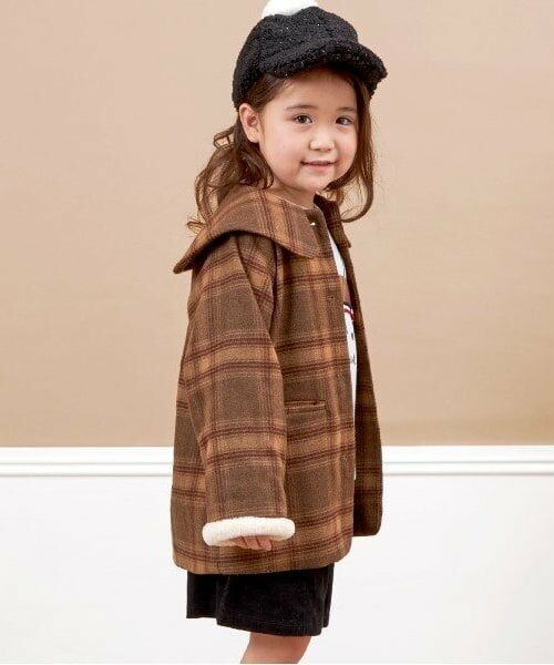 KP / ケーピー その他アウター | KP(ケーピー)ビッグカラーウールチェックコート(90～130) | 詳細8