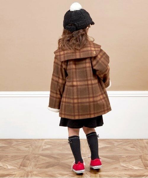 KP / ケーピー その他アウター | KP(ケーピー)ビッグカラーウールチェックコート(90～130) | 詳細9