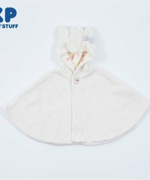 KP / ケーピー ベビー・キッズウエア | KP(ケーピー)ボア　mimi刺しゅう＆リボン付きマント（オフ ホワイト）