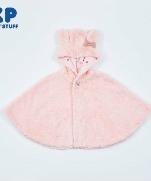 KP / ケーピー ベビー・キッズウエア | KP(ケーピー)ボア　mimi刺しゅう＆リボン付きマント（ピンク）