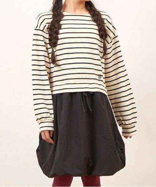 KP / ケーピー ミニ丈・ひざ丈ワンピース | troislapins(トロワラパン)鹿の子ボーダーワンピース(140～160) | 詳細2