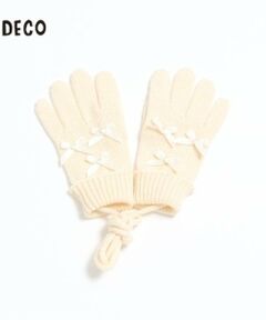 KPDECO(ケーピーデコ)パールリボン付きニット手袋(M～L)