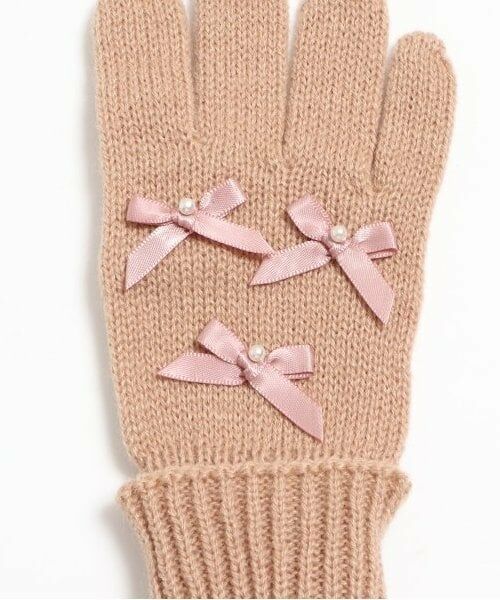KP / ケーピー 手袋 | KPDECO(ケーピーデコ)パールリボン付きニット手袋(M～L) | 詳細2