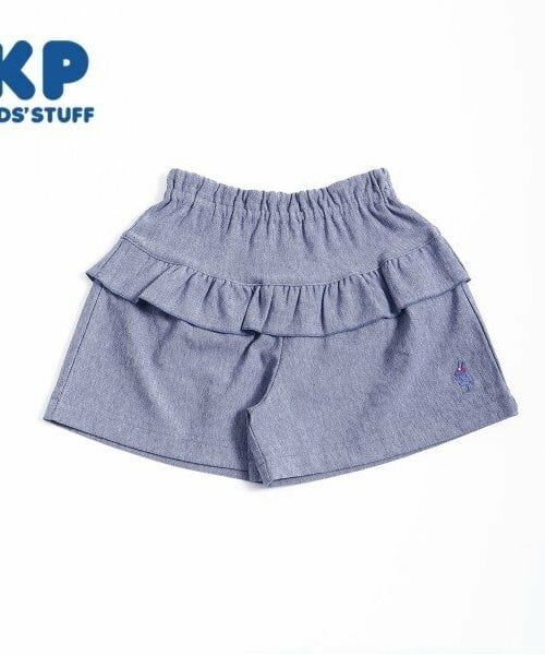KP / ケーピー ショート・ハーフ・半端丈パンツ | KP(ケーピー)フリル切り替えキュロット90（ブルー）