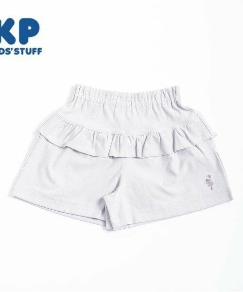 KP / ケーピー ショート・ハーフ・半端丈パンツ | KP(ケーピー)フリル切り替えキュロット90（グレー）