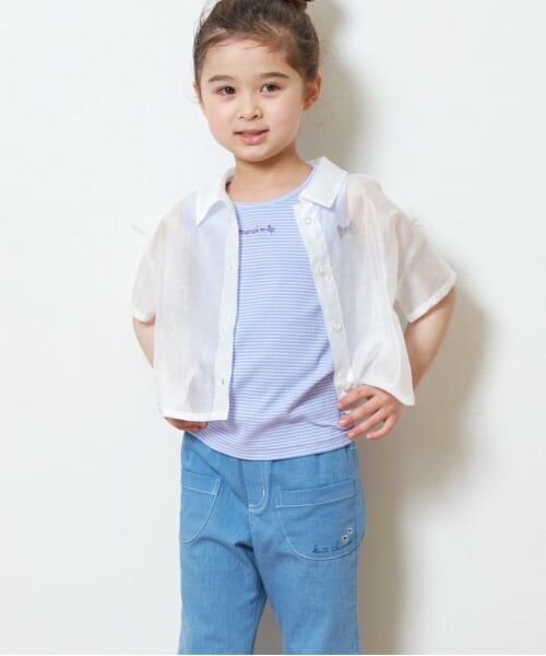 KP / ケーピー シャツ・ブラウス | KP(ケーピー)シアーシャツ＆ボーダータンクトップセット | 詳細2