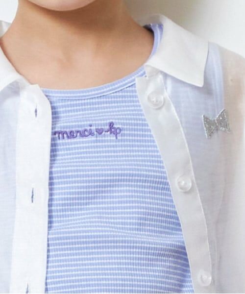 KP / ケーピー シャツ・ブラウス | KP(ケーピー)シアーシャツ＆ボーダータンクトップセット | 詳細4