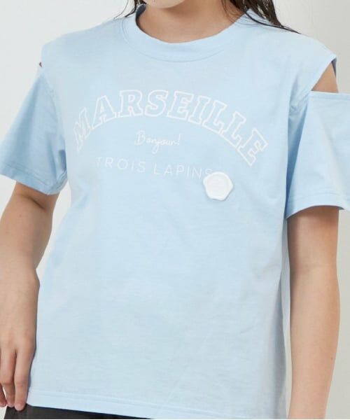 KP / ケーピー Tシャツ | troislapins(トロワラパン)肩開き半袖Tシャツ | 詳細2