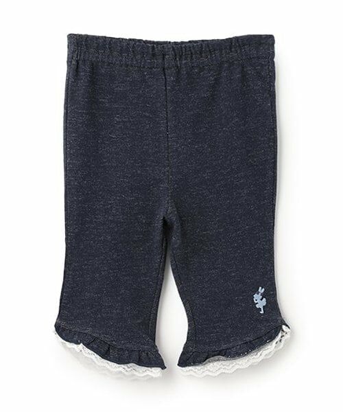 KP / ケーピー ショート・ハーフ・半端丈パンツ | 裾フリル6分丈パンツ（紺）