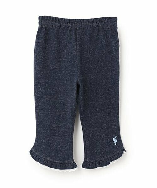 KP / ケーピー ショート・ハーフ・半端丈パンツ | 裾フリル6分丈パンツ（紺）