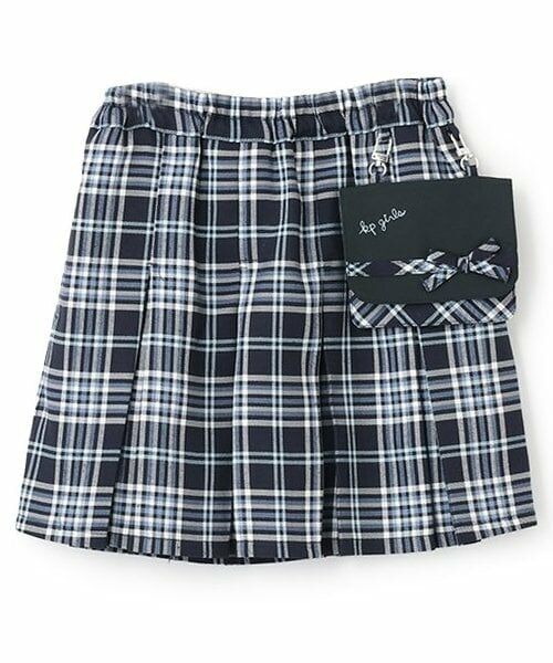 KP / ケーピー ショート・ハーフ・半端丈パンツ | 移動ポケットつきT/Rチェックスカパン（紺）