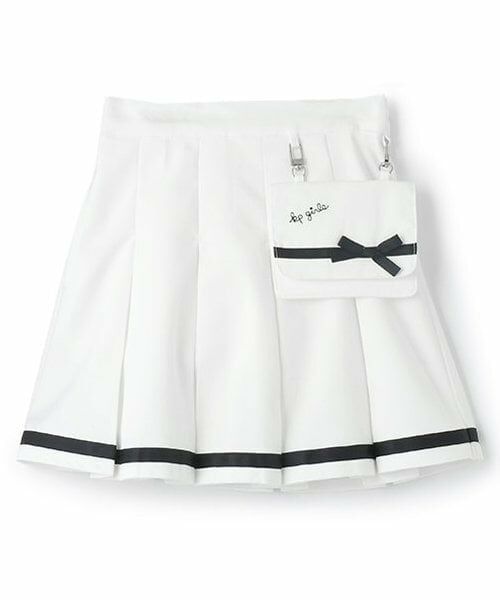 KP / ケーピー ショート・ハーフ・半端丈パンツ | 移動ポケットつきプリーツスカパン（オフ ホワイト）