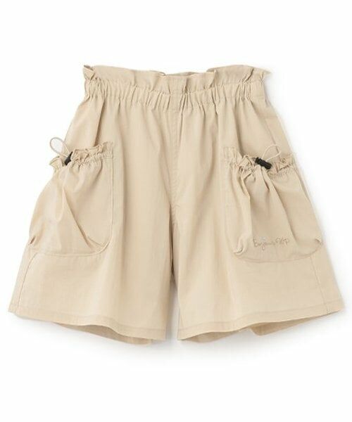 KP / ケーピー ショート・ハーフ・半端丈パンツ | 軽量速乾綿ナイロンドローストリングポッケキュロット（ベージュ）