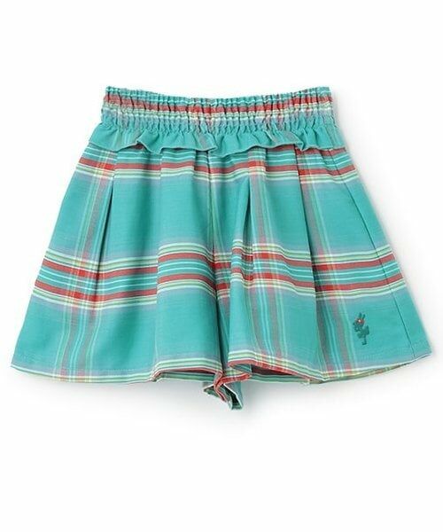 KP / ケーピー ショート・ハーフ・半端丈パンツ | ウエストシャーリングチェックキュロット（ミント）