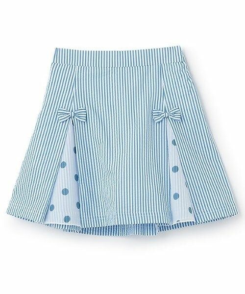 KP / ケーピー ショート・ハーフ・半端丈パンツ | サッカーストライプ　天竺パンツのスカパン（ブルー）