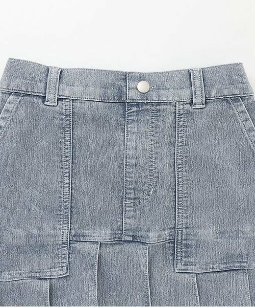 KP / ケーピー ミニ・ひざ丈スカート | メッシュデニムプリーツスカート | 詳細2