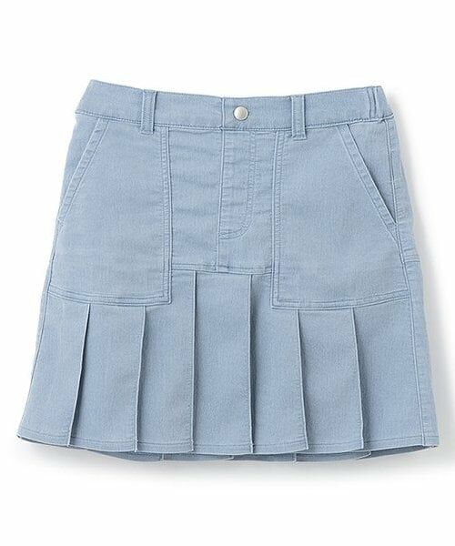 KP / ケーピー ミニ・ひざ丈スカート | メッシュデニムプリーツスカート（サックス）