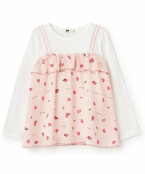 KP / ケーピー その他トップス | ハートmimi柄長袖チュニック（ピンク）