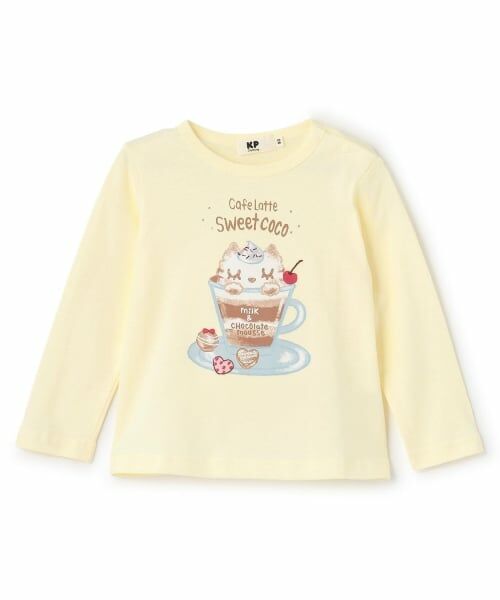 KP / ケーピー Tシャツ | ラテcocoプリント長袖Tシャツ（クリーム）