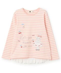 KP / ケーピー Tシャツ | mimiアップリケボーダー長袖Tシャツ