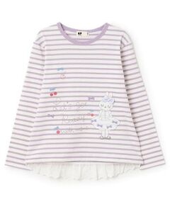 KP / ケーピー Tシャツ | mimiアップリケボーダー長袖Tシャツ